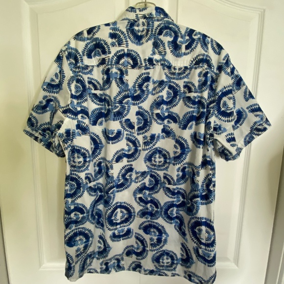 Nickel & Iron Mens Blue/White Cotton Summer Vacation Coastal Shirt- Sz-L - Picture 5 of 16